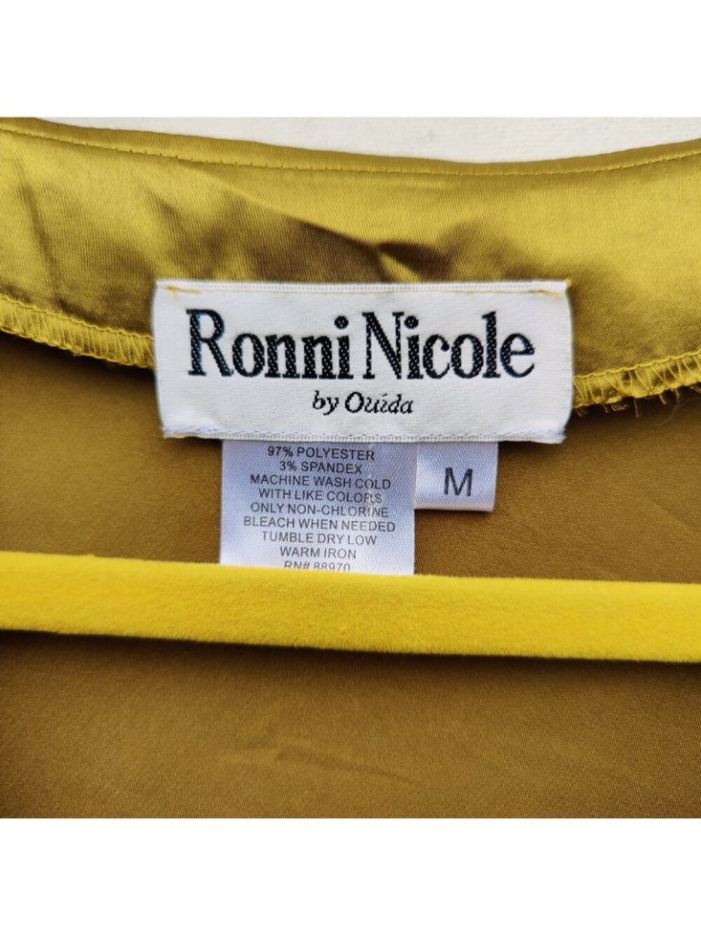 Vintage Ronni Nicole  by Ouida Women’s Silky Green Long Bell Sleeve Sz M - Picture 4 of 4